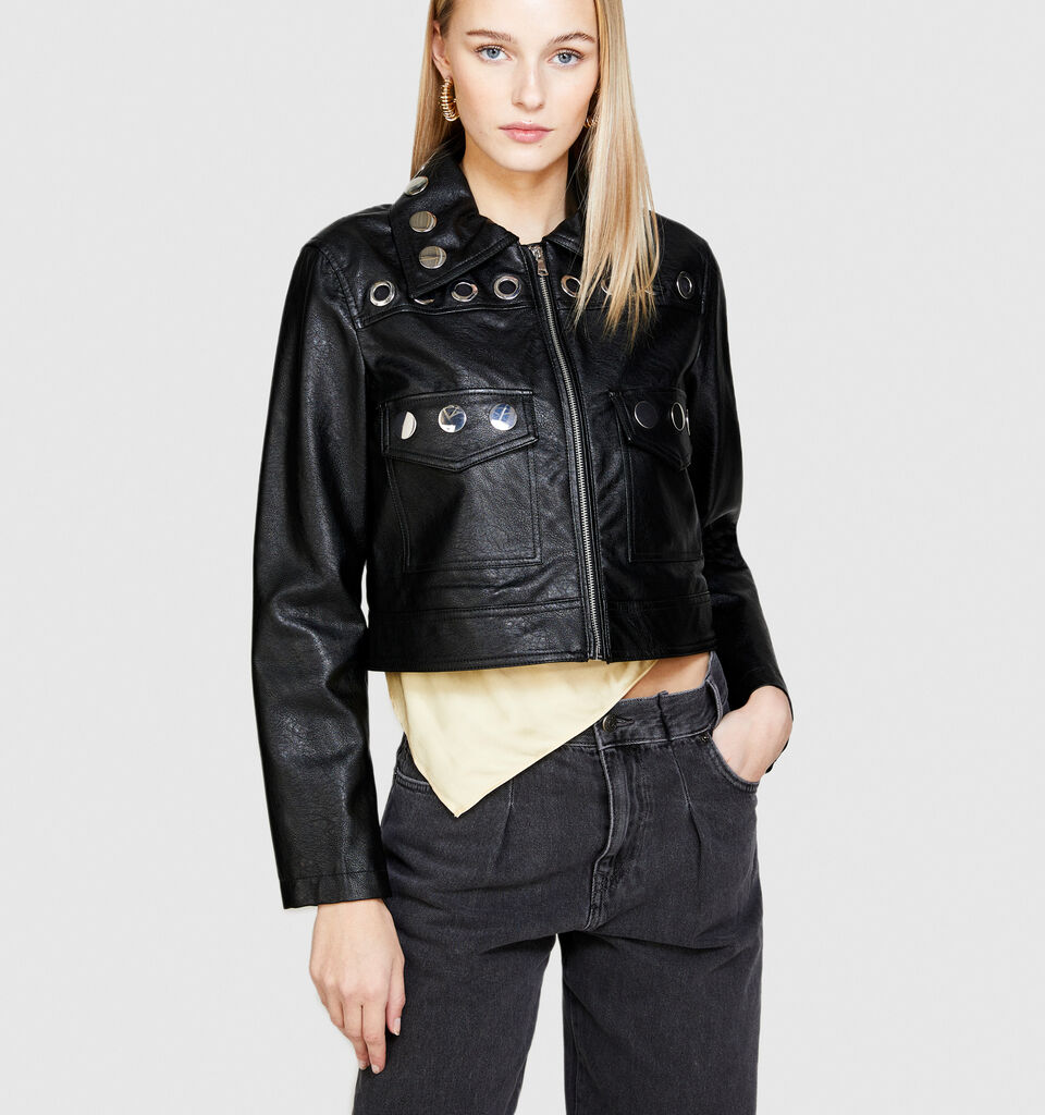 Jacket with eyelets - women's jackets - Black | Sisley image number 4